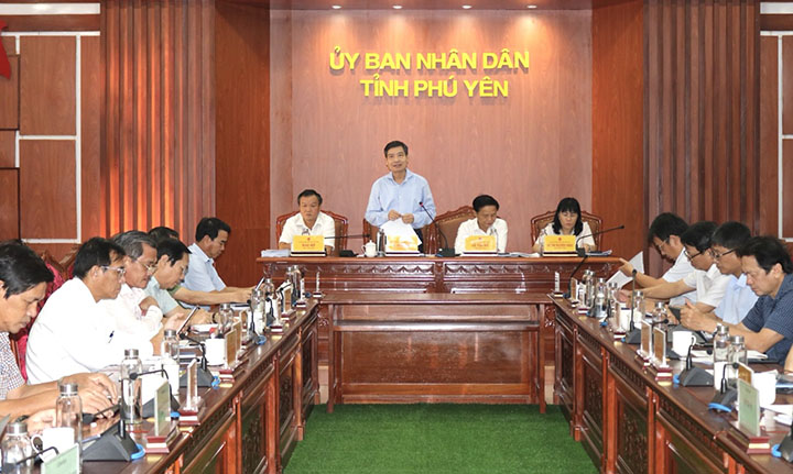 Chủ tịch UBND tỉnh Tạ Anh Tuấn phát biểu kết luận hội nghị. Ảnh: TRẦN QUỚI